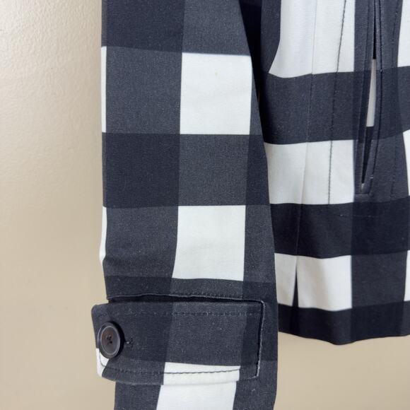 Banana Republic Women’s Plaid Black/White Double-Breasted Pea Coat Size S - Picture 5 of 16